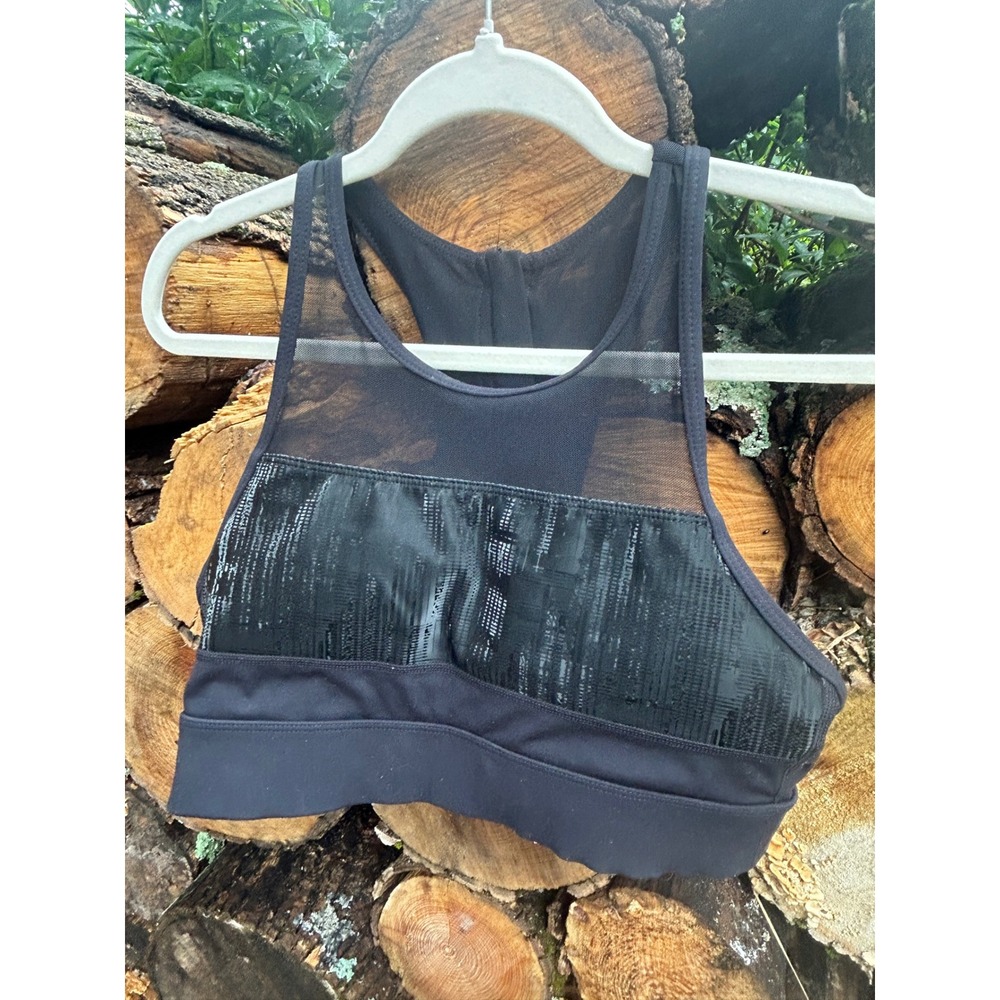 ZYIA Active One More Rep Sports Bra Black Mesh Zip Back Athleisure Gym Yoga